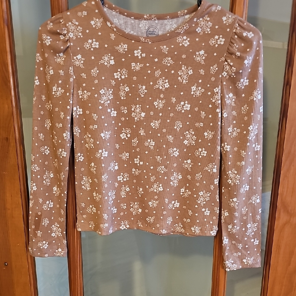 Wonder Nation Tan Floral Long Sleeve Tee